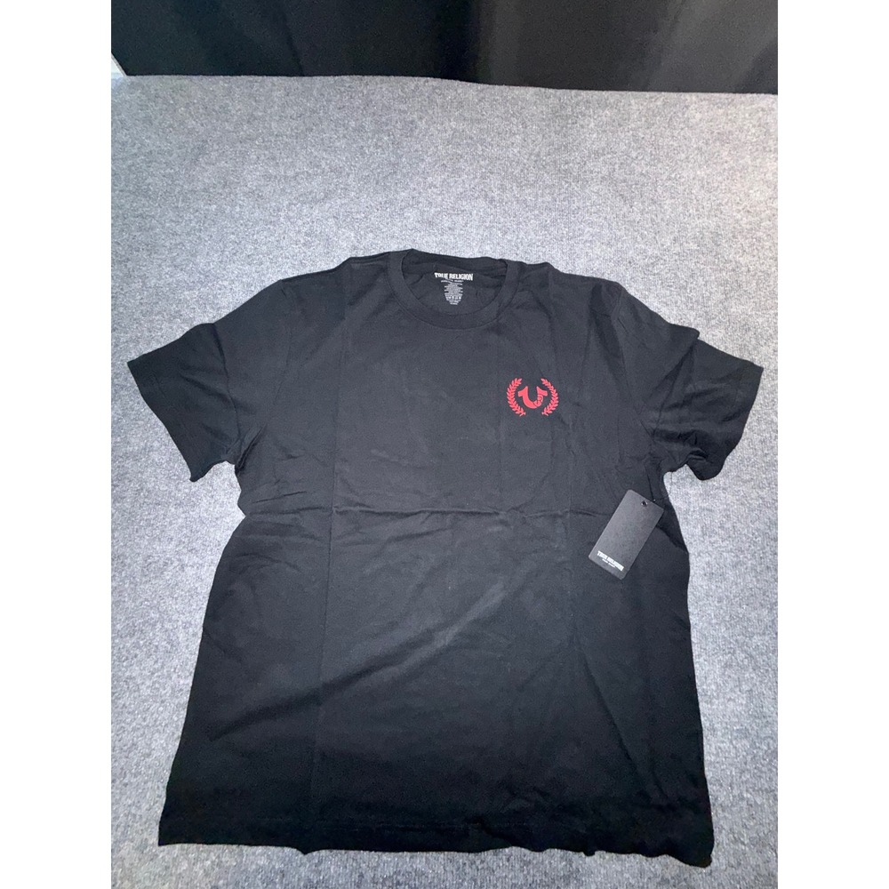 True Religion Mens World Tour Buddha Graphic T-Shirt Black Red 2XL NWT 702950